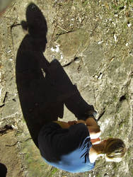 shadow of a hiking girl