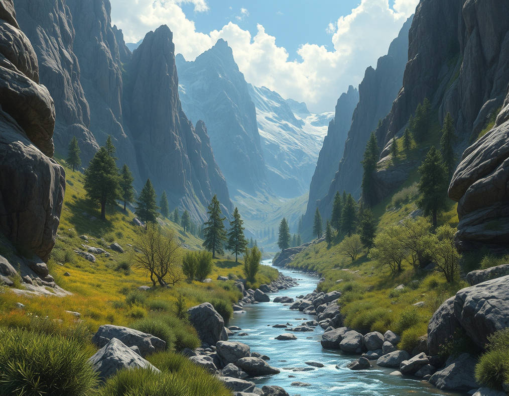 River Going Down the Mountain