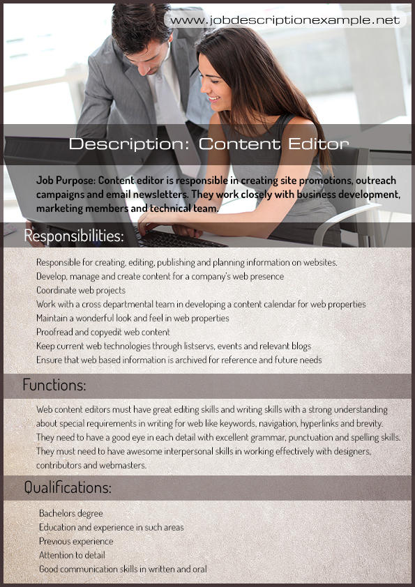 Editor Job Description Examples CONTENT EDITOR JOB DESCRIPTION EXAMPLE by MarkWilliamm on DeviantArt