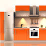 Bright orange kitchen