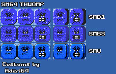 SM64 Thwomp in SMB1, SMB3, and SMW styles by Adzri64 on DeviantArt