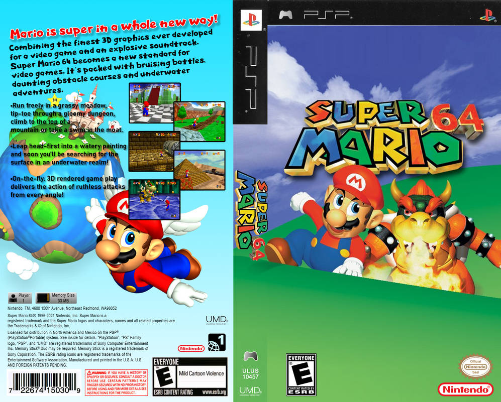 Super Mario 64 PSP Box Art (USA) by Adzri64 on DeviantArt