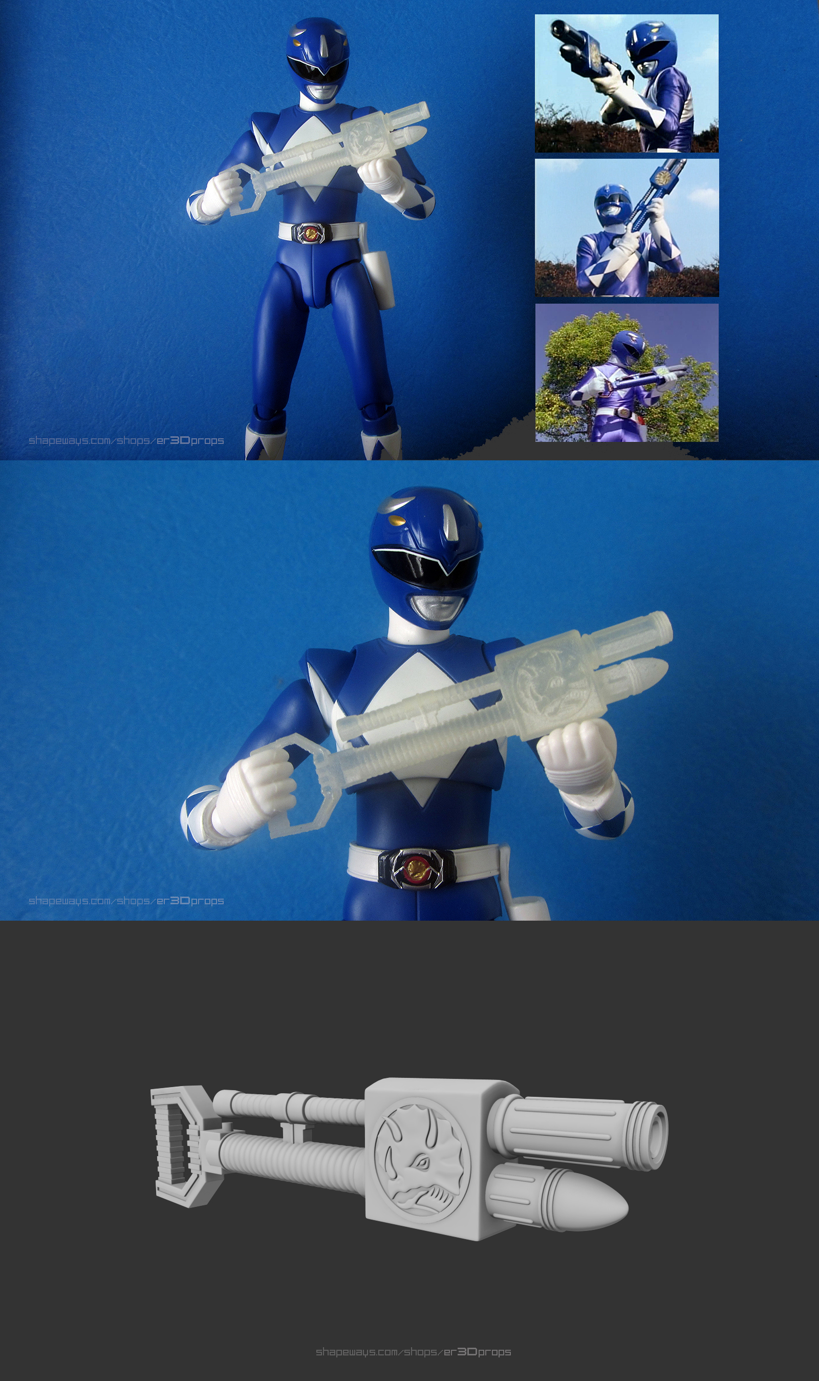 3D Printable Blue Ranger Foam Gun