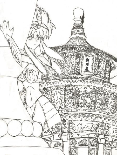 Lineart Temple of Heaven Ryoko