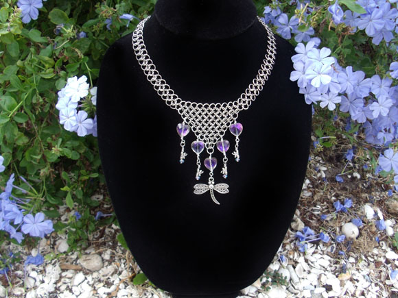 Dragonfly Heart Chainmail Necklace by Pharewings Dragonfly Heart Chainmail Necklace by Pharewings