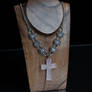 Rose Quartz Cross and Romanov Chainmail Necklace