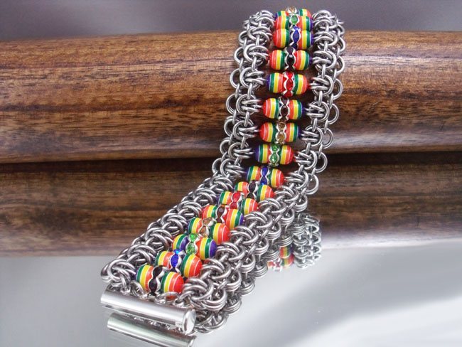 Rainbow Crystal Chainmail Cuff