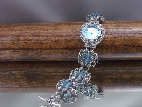 Upcycled Chainmail Watch with Swarovski Crystals by Pharewings