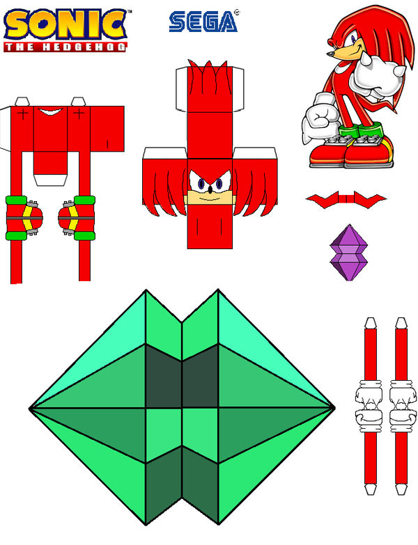 Paper Knuckles Sonic The Hedgehog Papercraft: Knuckles by tvfan0001 on DeviantArt