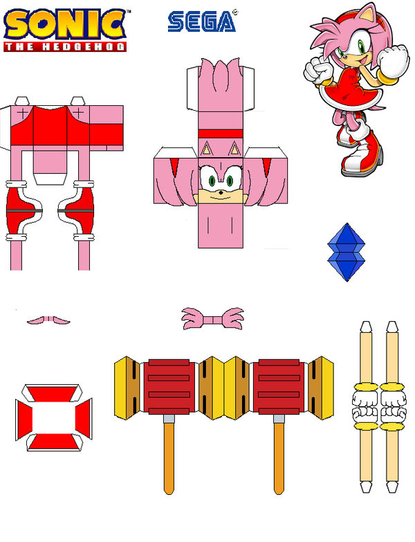 Sonic The Hedgehog Papercraft Amy By Tvfan0001 On Deviantart