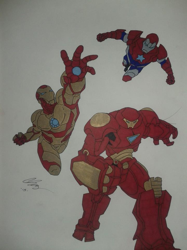 Iron Man, Iron Patriot and Hulkbuster