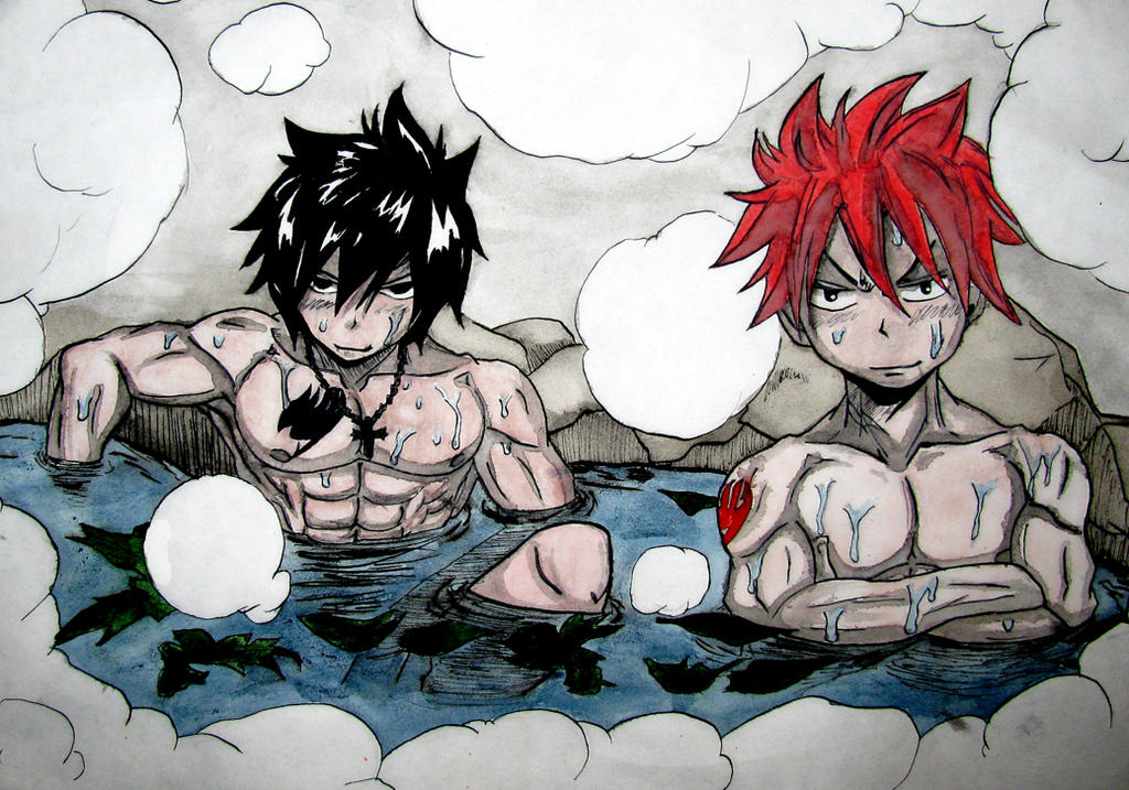 Fairy Tail Natsu and Grey Onsen Fanservice P by Rangakusha on DeviantArt