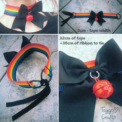 FOR SALE : Rainbow Tape Collar with bell (closed)