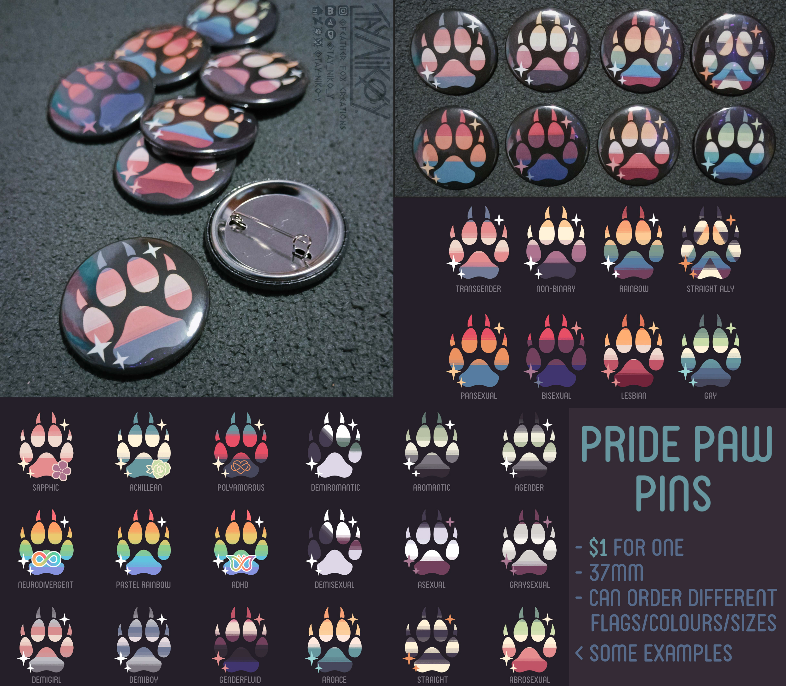 FOR SALE : pride paw pins (open) by Tay-Niko-Y on DeviantArt