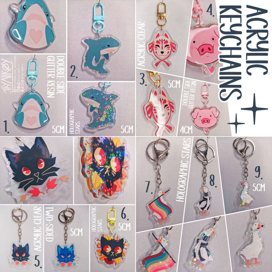 FOR SALE : fandom acrylic keychains (open) by Tay-Niko-Y on DeviantArt