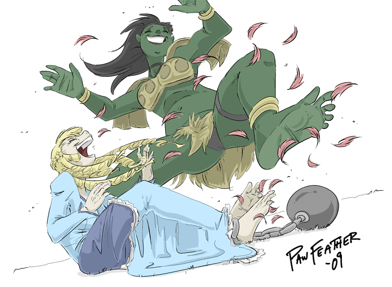 Princess n Orc Woman Tickled