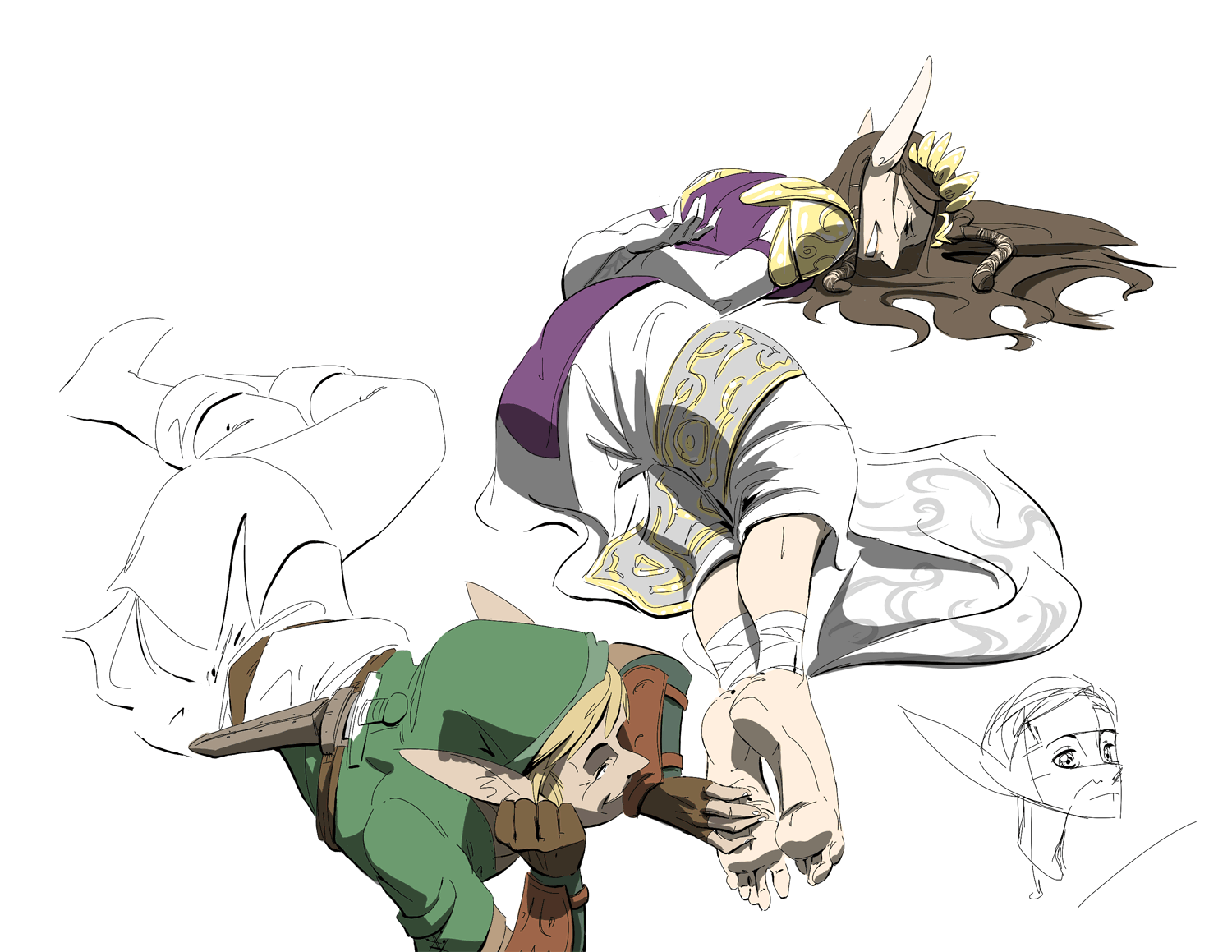 Link Tickles Zelda Coloring Process