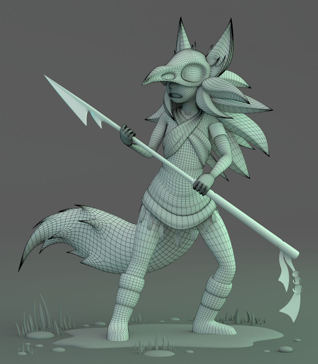 Fox Girl Model Wireframe by Raxifire on DeviantArt