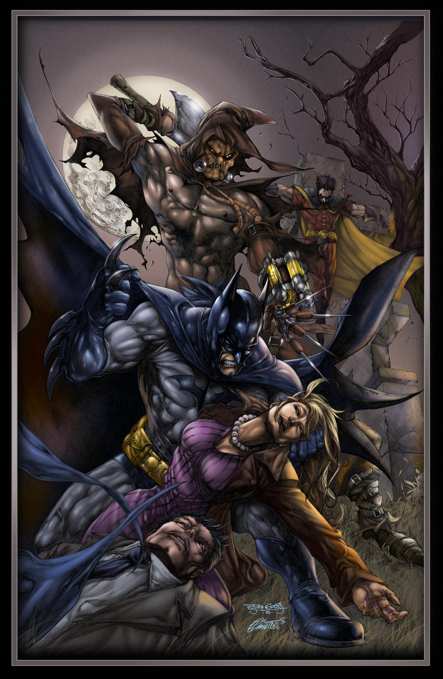 Batman vs scarecrow colors by aladecuervo