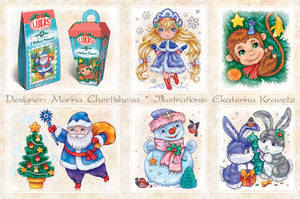 Illustrations for the Christmas Candy Packaging.