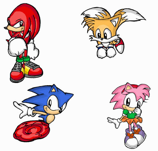 Sonic, Knuckles, Tails, Amy by lilanya on DeviantArt