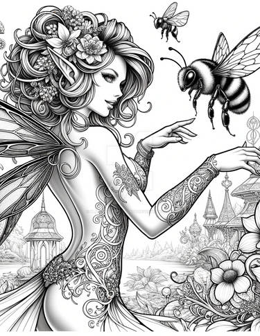 Sensuous Pixie With Bumblebee 002 (DALL-E)