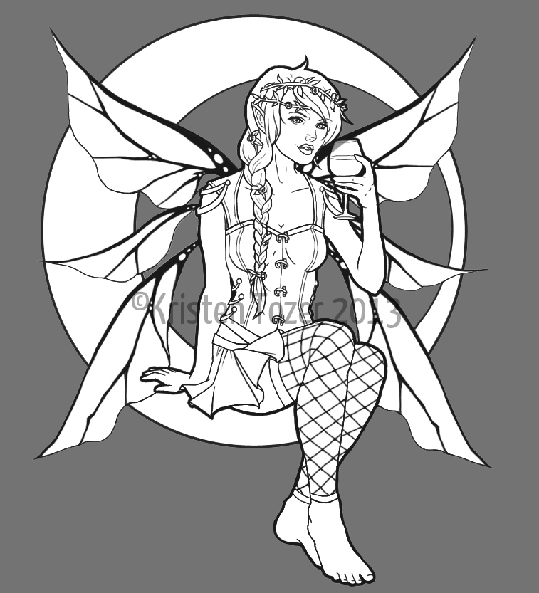 Fairy on the Moon - Lineart