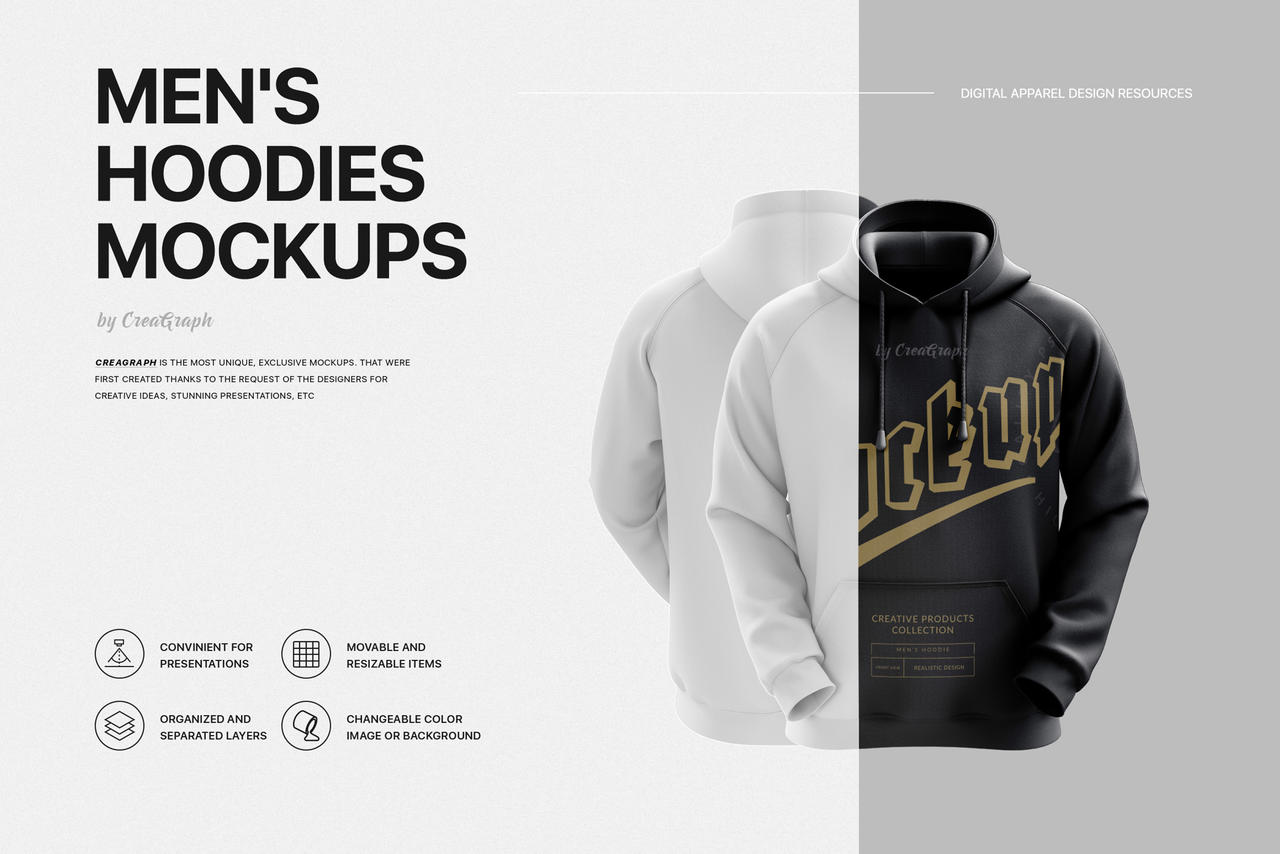 Men's Hoodie Mockup Set