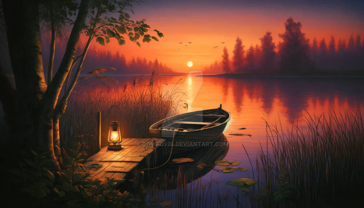 Tranquil Sunset Lake by domko926 on DeviantArt
