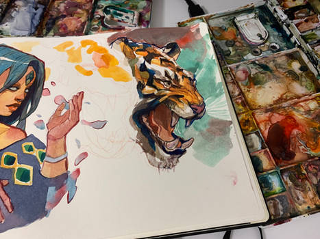 Tiger Watercolor Painting 1