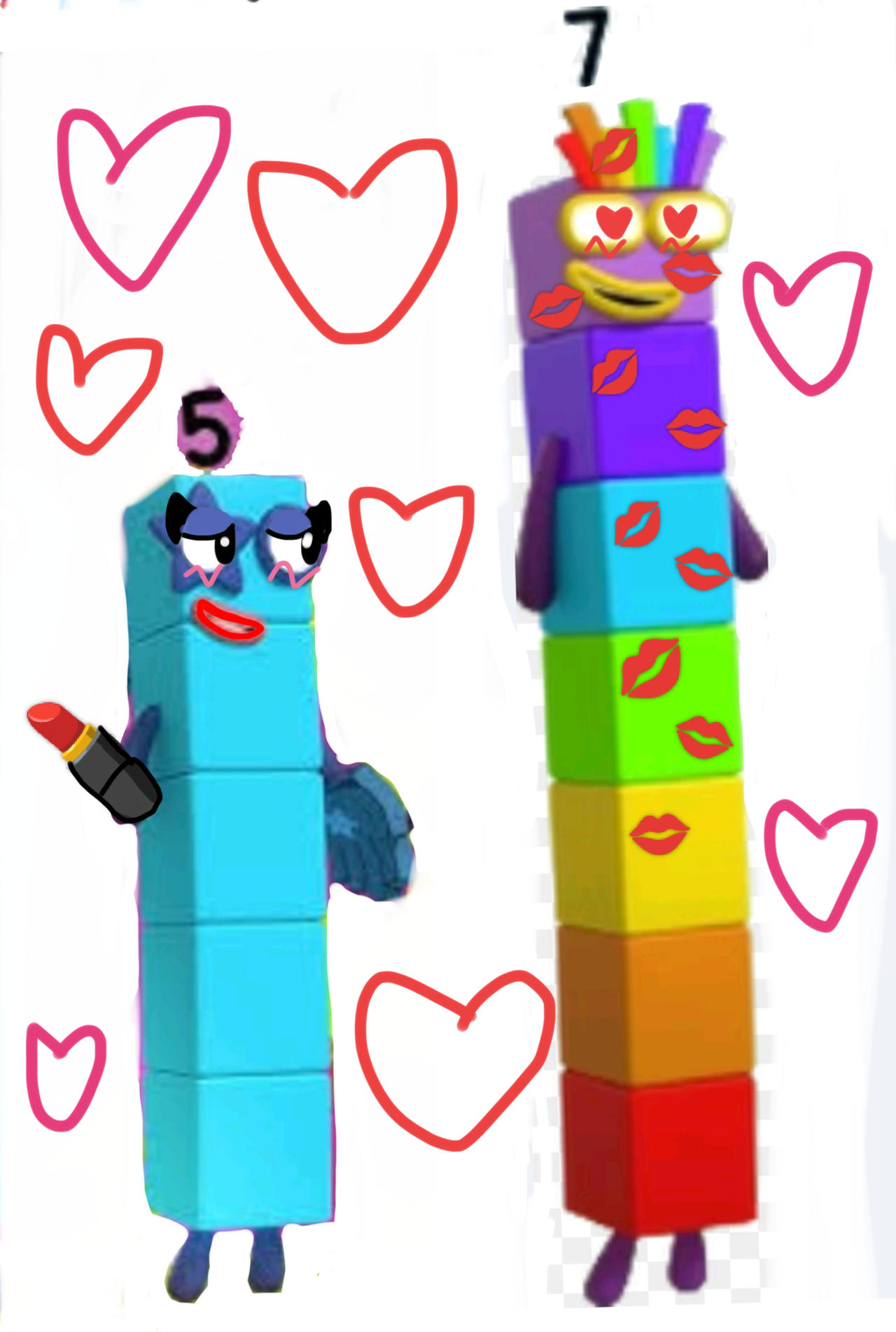 Numberblocks 5 lipstick kiss 7 by NeliaNana5 on DeviantArt