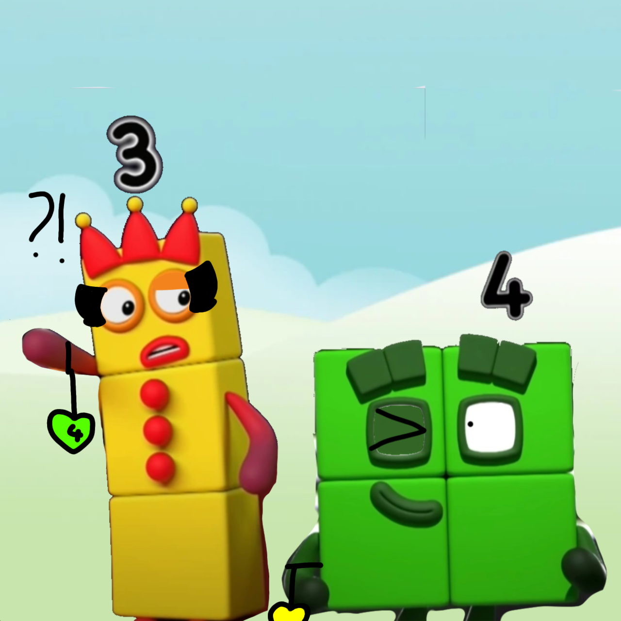 Numberblocks 3 know about 4 by NeliaNana5 on DeviantArt