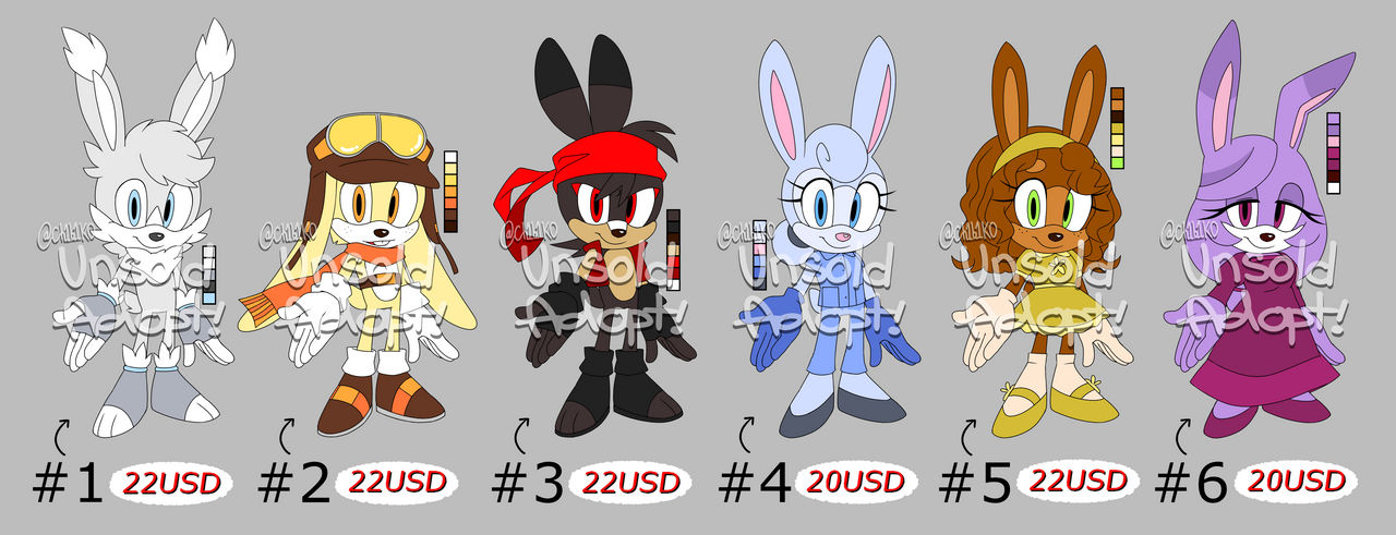 Sonic OC Adoptable ~ Rabbit Batch ~ by Ch1b1k0 on DeviantArt