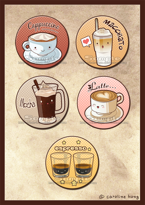 Love Coffee - Button Set