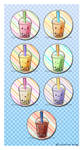 Bubble Tea - Button Set by kehrilyn