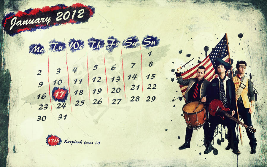 green day wallpaper calendar - january 2012