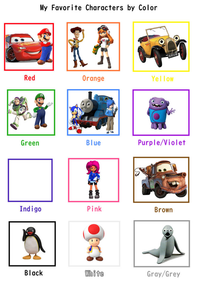 All Characters Color Favourite Characters by Colour by TTTEFan19 on DeviantArt