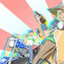 johnny and gyro on motorbikes