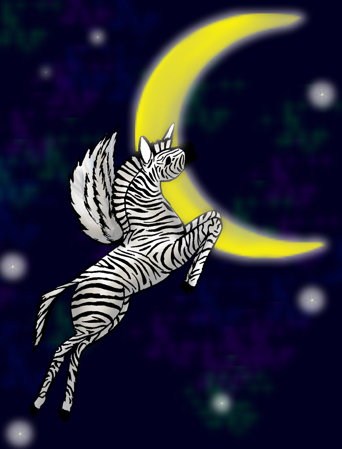 Zebra Jumping over the Moon