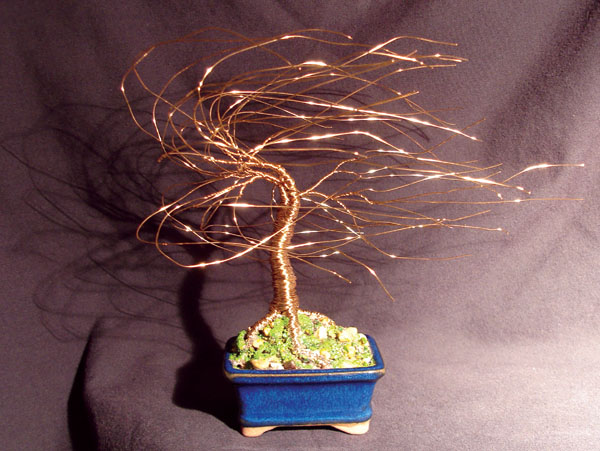 GOLD WIND SWEPT - Mini Wire Tree Sculpture