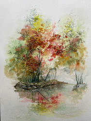 A hint of Autumn watercolour on paper