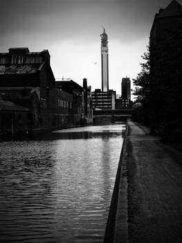 towering over canal