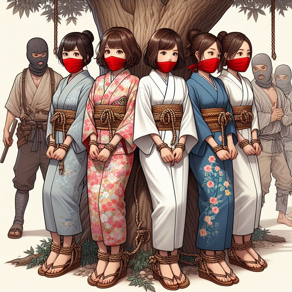 multiple japanese women tied up and gagged by DemonLeonhart on DeviantArt