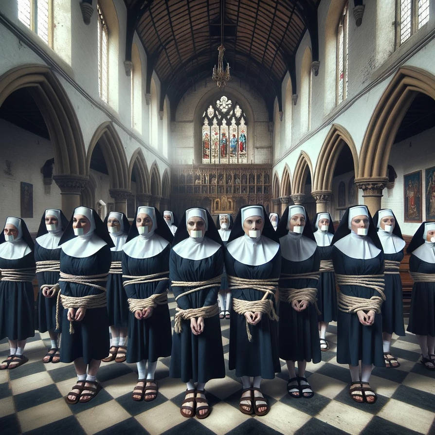 Multiple nuns bound and gagged by DemonLeonhart on DeviantArt