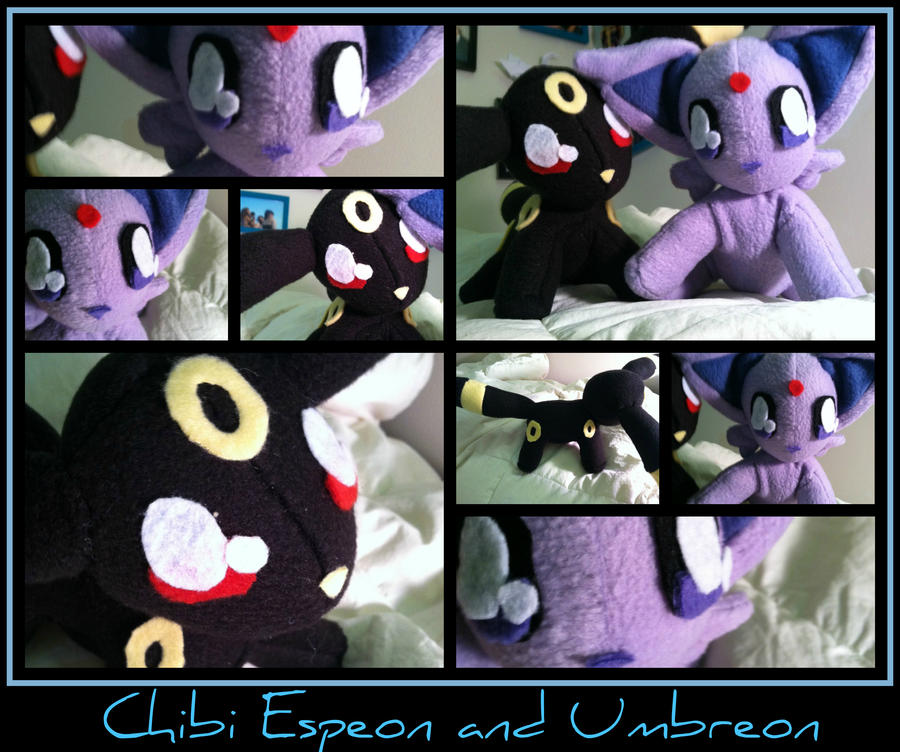 Chibi Espeon and Umbreon - Second Gen Eeveelutions