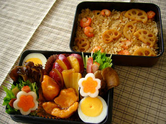 simmered chicken bento