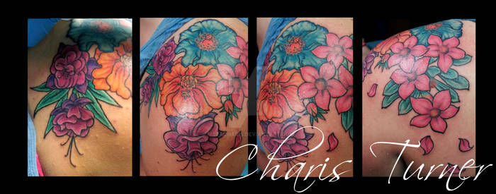 Flower Shoulder Cap Tattoo