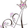 A Initial with Princess Crown Tattoo