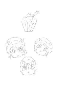 Team 7 And The Cupcake (Chibi) Line Art