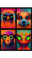 A portrait of a cute animal in a neon style. AI